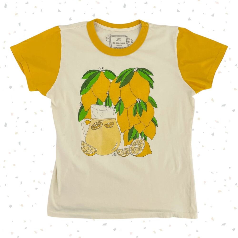 Big Bud Press Lemon Yellow Short Sleeve Lemonade Ringer Tee Anniversary Size M